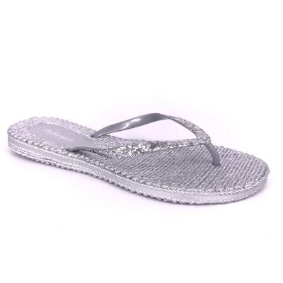 China Lightweight Silver Metal Effect PVC Flip Flops Women Slippers for sale