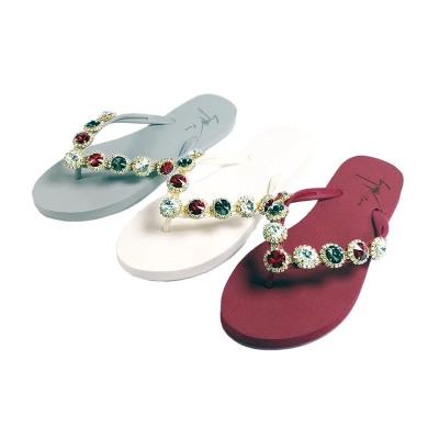 China Fashion\Comfortable\Gems charm class rhinestone slipper flat women's diamante shoes for beach wedding party for sale