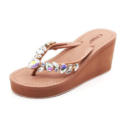 China Fashion\Comfortable\Gems Charming 2018 Czech Crystal Rhinestones Bead Diamond Flip Flop Women Sandals for sale