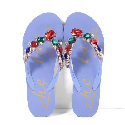 China Fashion\Comfortable\Gems Charms Women Glitter Volumes Customized Crystalize Flip Flop With Diamond for sale