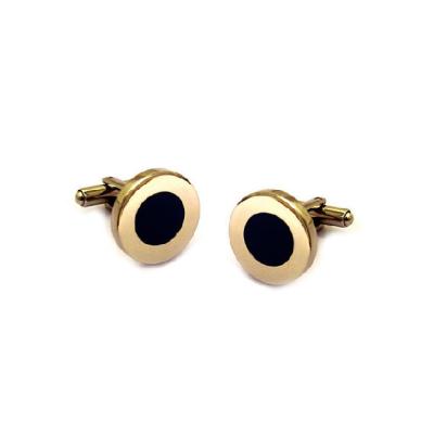 China Personality and Stylish Effeeter Fashion Stainless Steel Cufflinks Luxury Gold Plating Black Enamel for sale