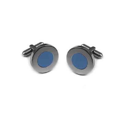 China Personality and Stylish Effeeter Fashion Stainless Steel Initial Cufflink Blue Enamel Cufflink for sale