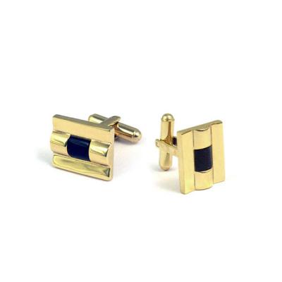 China Personality and Elegant Fashion Stainless Steel Cufflink Gold Plating with Black Onyx for sale