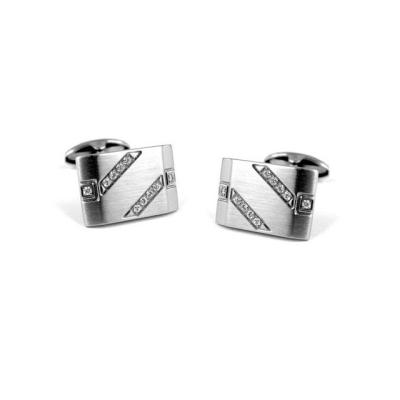 China Personality And Elegant Fashionable Jewelry Stainless Steel Cufflink With CZ Crystal for sale