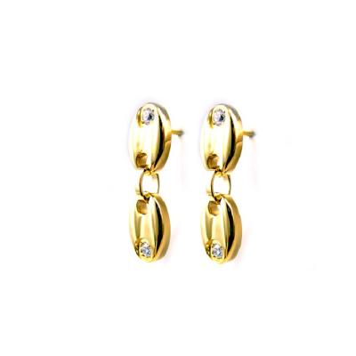 China Vintage Effeeter Fashion Stainless Steel Gold Earrings Factory Wholesale China Hot Sale Gold Plating CZ Stone for sale