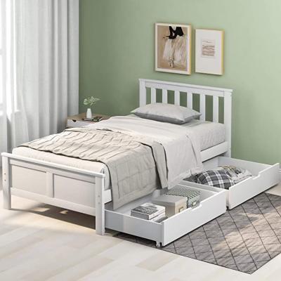 China White Pine Modern Simple 3ft Solid Wood Storage Bed Frame With Drawers Bed Frame Furniture For Adults Kids Teens for sale