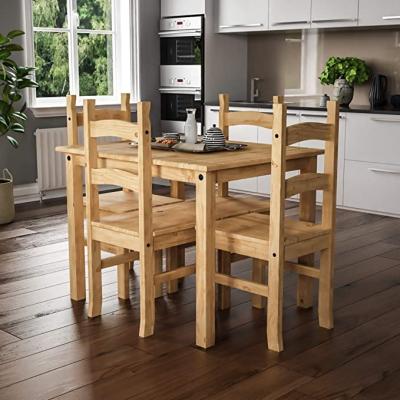 China Foldable Dining Set 4 Seater Solid Pine Wood Dining Table With 4 Chairs for sale