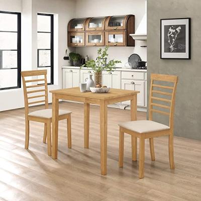 China Foldable solid wood dining kitchen table and 2 chairs set in oak finish for sale