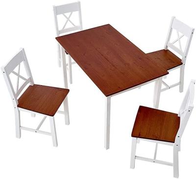 China (Size)Adjustable Solid Wood Pine Dining Table Set With 4pcs Chairs Dining Room Furniture Set for sale