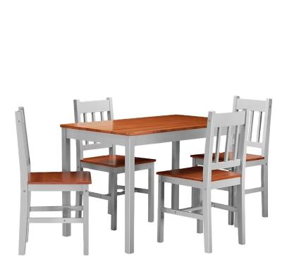 China (Size)Adjustable Solid Wood Pine Dining Table Set With 4pcs Chairs Kitchen Room Furniture Set Set for sale