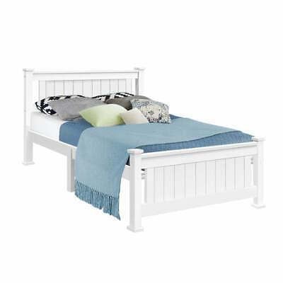 China Simple Modern Shaker Style Bedroom Furniture White Wood Pine Bed Frame for sale