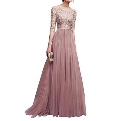 China 2021 New Fashion Elegant Women's Breathable Chiffon Prom Dresses Lace Wedding Dresses Maxi Evening Dresses Long Sleeve Long for sale