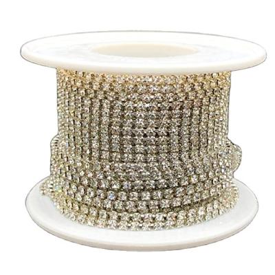 China Wholesale Amazon Flatback Selling Crystal Ribbon Trim Rhinestone Applique Hotfix Rhinestone Glass Cloth Chain Hotfix Bandage Crafts for sale