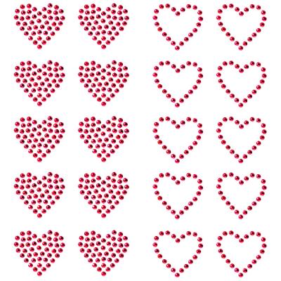 China Custom Flatback Women's Underwear Hearts Shaped Rhinestone Transfer Label for sale