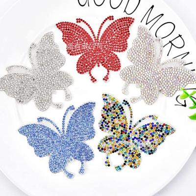 China Custom Fashion Fix Flatback Delavin Hot Fix Crystal Templates Butterfly Pattern Hotfix Rhinestone Transfer For T-shirt for sale