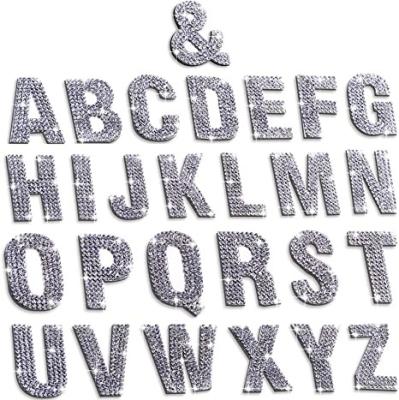 China Custom Glossy Ironed Rhinestone Flatback Letters Glitter A-Z Decals Custom Word Decals with Added Vowels and Consonants and Auto DIY for sale