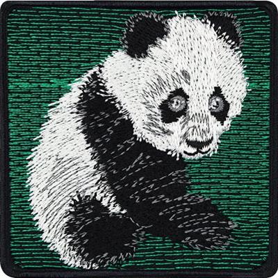 China Viable Custom High Quality Panda Pattern Animal Embroidery Patches Apparel Accessories Ironing Badges For Apparel Hats for sale