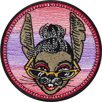 China Viable Chinese Factory Embroidered Patch Logo For Various Animal Apparel Rabbit Round Iron Back Patch Woven DIY Badges Accessories for sale