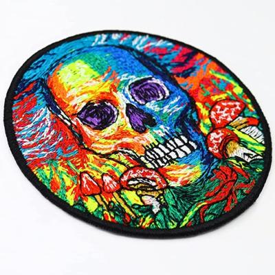 China Viable Custom Costume Accessories Skull Embroidery Colorful Patch Pattern Suits Costume Hat Jeans for sale