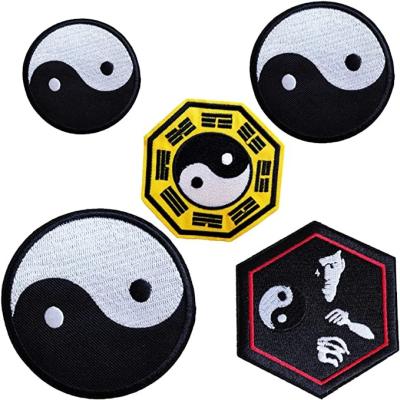 China Viable Custom Chinese Style Yin Yang Octagonal Tegi Talisman Ironed Embroidered Patch Badge Clothing Accessories for sale