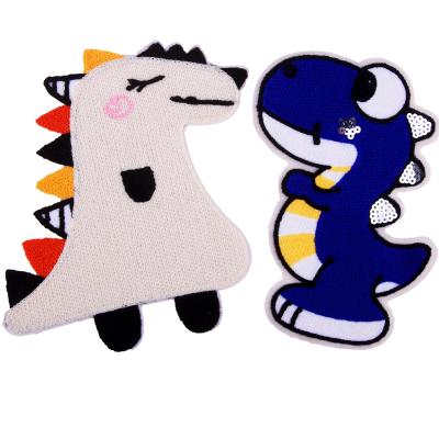 China Viable Custom Made Children's Fashion Cartoon Chenille Embroidered Patch With Dinosaur Pattern Costume Accessories for sale