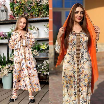 China Cotton Middle East Dress Ramadan Summer Muslim Cotton Printed Robe Muslim Women New for sale