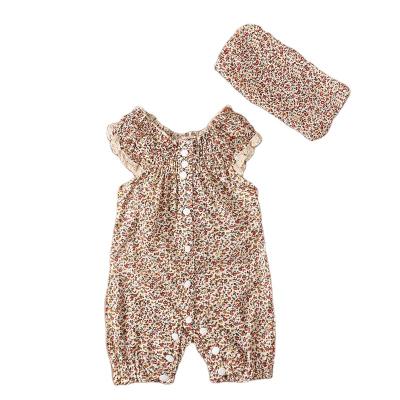 China Baby anti-shrink anti-shrink clothes cool little girl and elegant broken flower lace up lovely two-piece rearing suit for sale