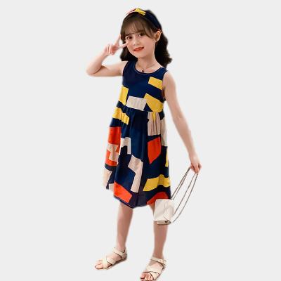 China New Girl's Summer Round Neck Round Neck Lovely Breathable Casual Lovely Trend Sleeveless Skirt for Wholesale for sale