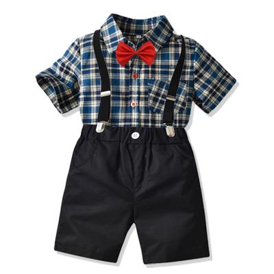 China Two-piece set of new products in 2022 summer boys casual smart casual shirt suspenders for boys set for sale