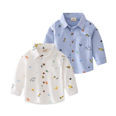 China Autumn Fashionable Cotton Kids Boys British Cartoon Breathable Shirts Long Sleeve Animal Clothes for sale