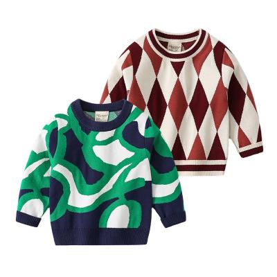 China South Korea Breathable Autumn Hot Sale Irregular Rhombic Round Neck Sweater Children Clothes Baby Boy Breathable Hoodies for sale