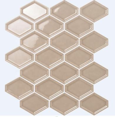 China Europe High Quality 3D Bevel In Glazed Ceramic Mosaic Brown Wall Tiles for sale