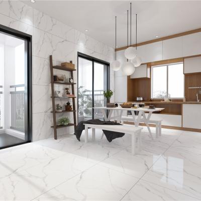 China Country chuang biao 600 X1200mm Karara white color full body porcelain glossy glazed marble tiles for sale