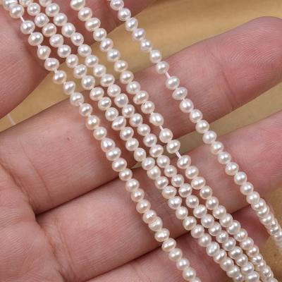 China Jewelry Preparing Baroque Freshwater Pearl 2.5-3mm Near Round Necklace Bracelet Hand String Handmade Beaded Semi-finished for sale