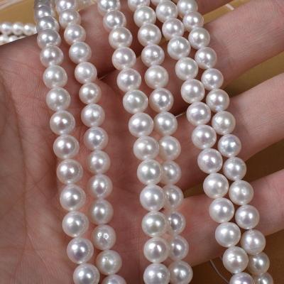 China Jewelry Making Baroque Freshwater Pearl 6mm Near Round AK Necklace Bracelet Hand String Natural Handmade Beaded Half Product for sale