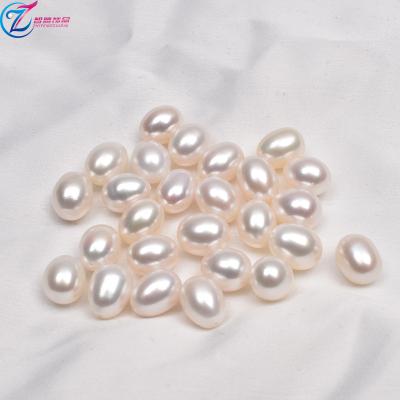 China Jewelry Making Oval Freshwater Half Drilled Potato Pearl Freshwater Beads 9mm Rice Baroque Pearls for sale