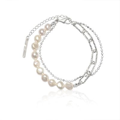 China Bracelets Wholesale Barlock Natural Freshwater Shaped Natural Pearl 6-7mm Bracelet Handmade Beaded Jewelry for sale