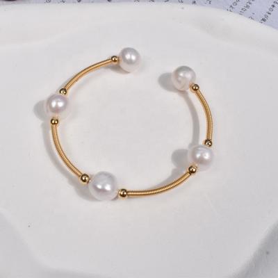 China Wholesale Handmade Baroque Natural Freshwater White Adjustable Manual String Bracelet Bangles Pearl Female for sale