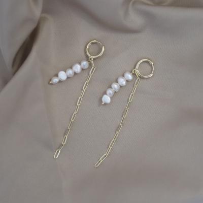 China FASHIONABLE Wholesale Natural French Baroque Female Vintage Ear Accessories Tassel Pearl Freshwater Pearl Superior Feeling Studs for sale