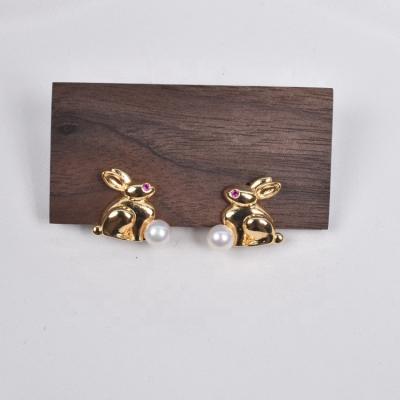 China New FASHIONABLE Baroque Natural Freshwater Pearl Rabbit Stud Ornaments Shapes Ear Ornament Earring Hanging Jewelry for sale