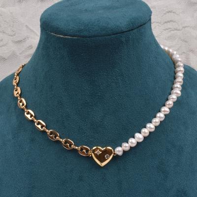 China Fashionable Manufacturer Wholesale Baroque Manufacturer Near Love Round Necklace Natural Handmade 14K Gold Pearl Clavicle Beaded Necklace for sale