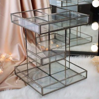 China Sustainable Rotating Makeup Organizer Cosmetics Lipsticks Perfumes Make Up Cosmetic Organizer Storage for sale