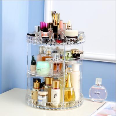 China New Style Viable 360 ​​Degree Rotating Display Crystal Clear Acrylic Makeup Organizer for sale