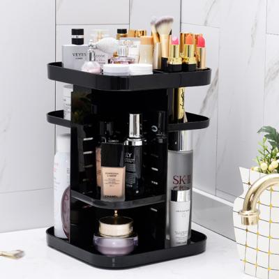 China Sustainable 360 ​​Degree Rotation Make Up Desk Organizer Clear Plastic Makeup Organizer for sale