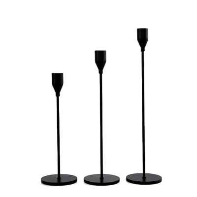 China Home Decor Matte Black Candle Holders Set of 3 for Decorative Candlestick Candlestick Holder for Wedding Dining Party for sale