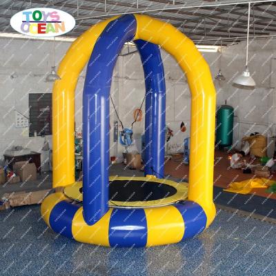 China 0.9mm PVC Vinyl Tarpaulin Inflatables Water Bungee Jumping Trampoline Factory Outlet Top Inflatable Trampoline With Mental Ring for sale