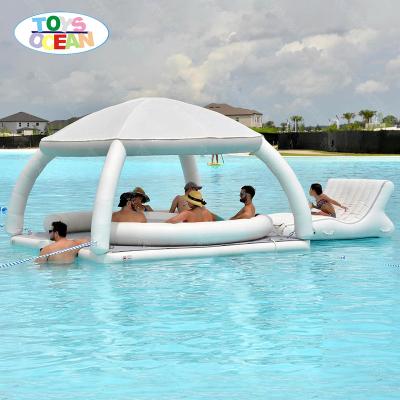 China 2022 New Hot Sale PVC Inflatable Water Leisure Platform With Tent Inflatable Water Amusement Equipment Health Island for sale