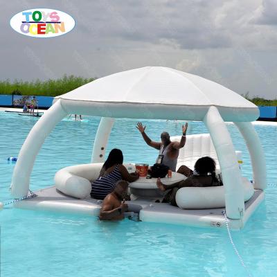 China 2022 New PVC Water Inflatable Leisure Platform Floating Island Tent Sofa for sale