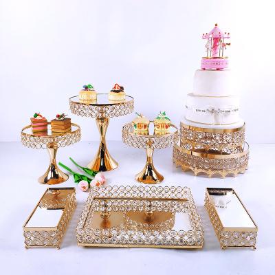 China Party decoration cake stand set for birthday party decorations cake/wedding gold dessert display table mirror tray dessert stand for sale