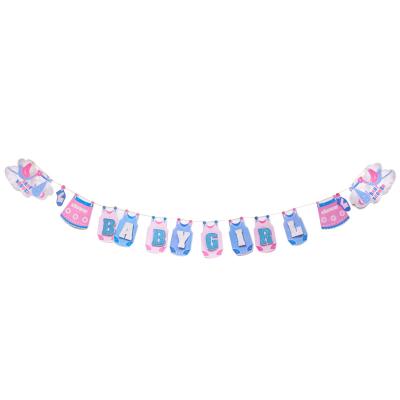 China Paper Gender Reveal Party Supplies Baby Shower Wall Decorations Baby Shower Pull Flag for sale